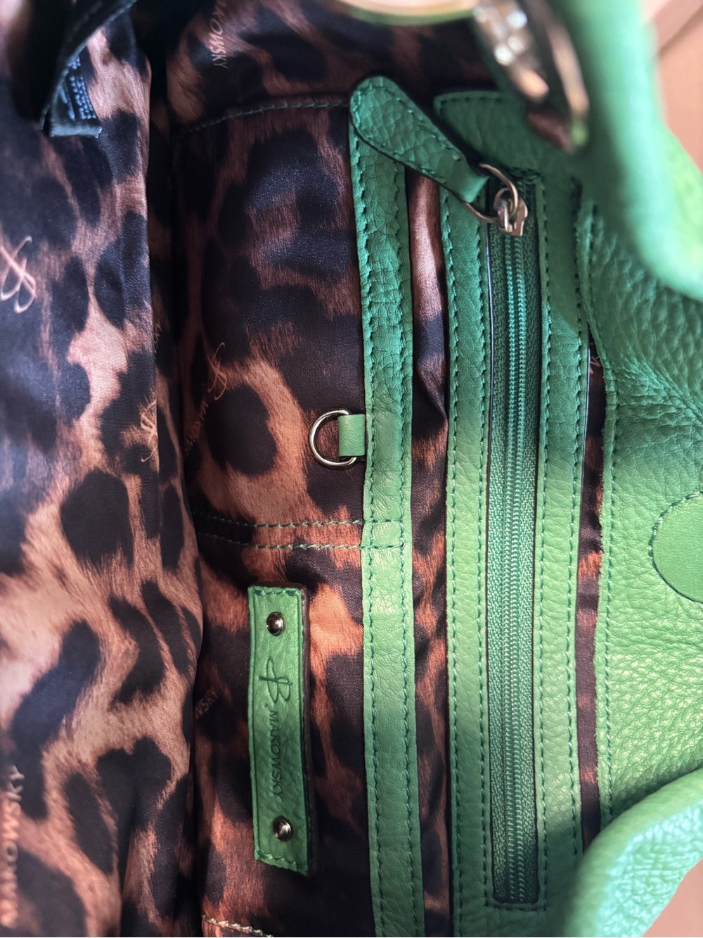 B. Makowsky Green Pebbled Leather Hobo Shoulder Bag - Picture 8 of 9